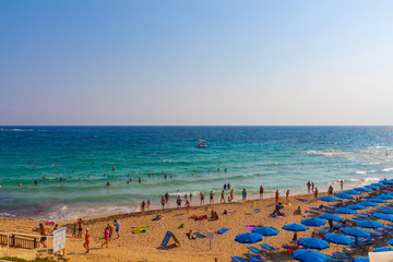 Fototapeta na wymiar Ayia Napa, Cyprus - September 06, 2019: The cyprian beach during summer