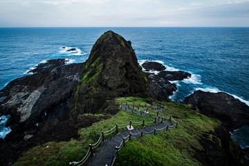 Stairs down to the cliff in Taiwan