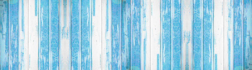 Fototapeta na wymiar Blue turquoise painted rustic wooden texture background banner panorama long
