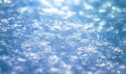 Macro background of fresh snowflake texture