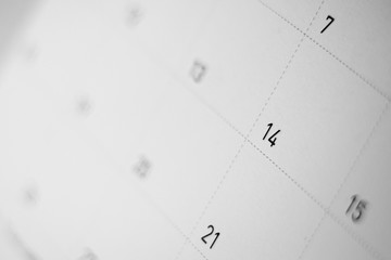 date of february 14 on the calendar. - Valentine's Day concept.