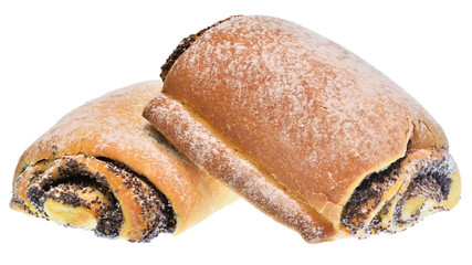 sweet bun with pastry poppy isolated