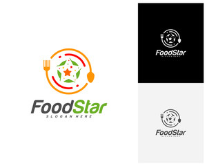 Creative Food star logo design vector. Restaurant, food court, cafe logo template. Icon symbol. Illustration