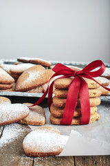 Fototapeta na wymiar Stack of homemade heart-shaped cookies.