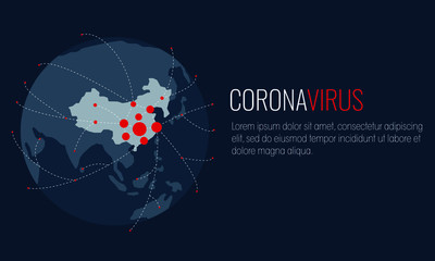 Coronavirus outbreak world map with China