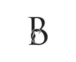 Classic B Letter Swirl Logo. Black B With Classy Leaves Shape design perfect for Boutique, Jewelry, Beauty Salon, Cosmetics, Spa, Hotel and Restaurant Logo. 
