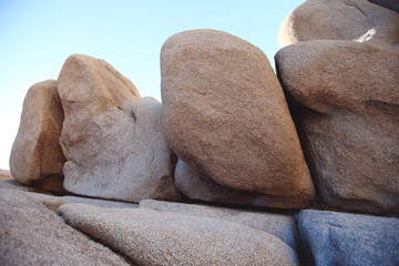 pile of stones on a background of blue sky