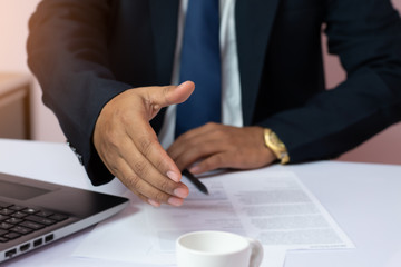 Businessmen shake hands with partners or customers, The new generation of HR managers welcome job seekers.