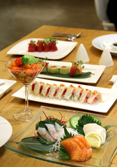 Beautiful served sushi and rolls