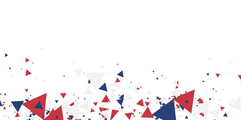 Fototapeta premium White background with red blue america color geometric triangle. Abstract background vector illustration with copy space.