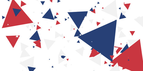 Obraz premium White background with red blue america color geometric triangle. Abstract background vector illustration with copy space.