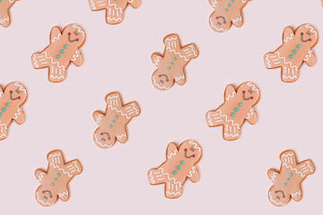 Ginger cookies pattern on pale beige background.