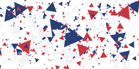 Fototapeta premium White background with red blue america color geometric triangle. Abstract background vector illustration with copy space.