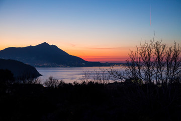 Procida (Italy) - View of  Ischia island from Procida at the sunset