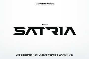 Satria, an abstract technology sporty theme alphabet font. digital space typography vector illustration design