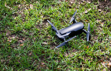 A landed  black drone