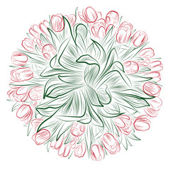 Red Tulip Bouquet Mandala Line Design