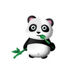 Cute panda eating bamboo illustration and Vector