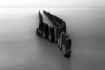 Photo sur Aluminium Noir et blanc Ambiance bord de mer