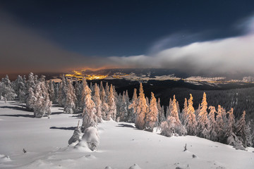 Winter in Jeseniky Mountains in Czech Republic. A huge amounts of snow in photography.