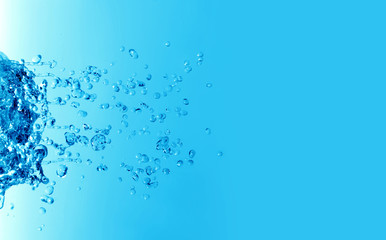 Abstract Blue Water bubble drops splash background.