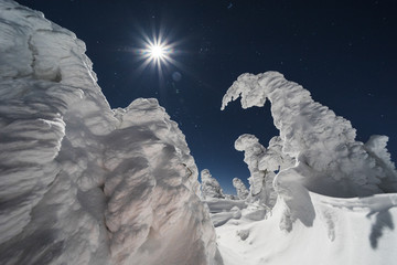 Winter in Jeseniky Mountains in Czech Republic. A huge amounts of snow in photography.