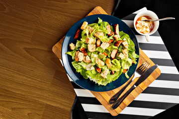 Caesar salad top view