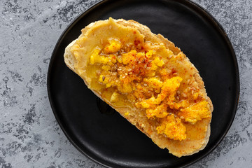 toast bread and different toppings from above