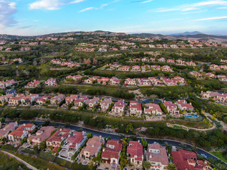  Crystal Cove neighborhood community in the Newport coast before sunset. Luxury big villa with pool...