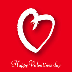 Hand drawn heart on red background