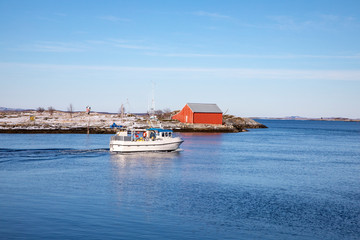 Fishing boat through Brønnøysundet, Nordland county	
