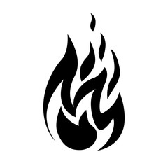 Fire flame icon isolated on white background.