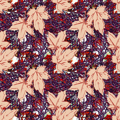 Maple leaves, floral seamless pattern.