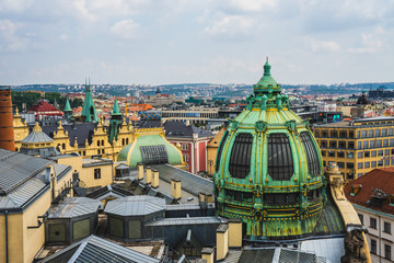 Architecture and landmark skyline of Prague in Czech Republic.