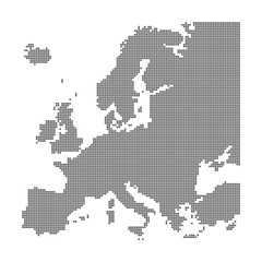 Fototapeta na wymiar Pixel dotted polka square dot map of Europe