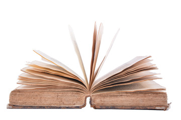 Old open book isolated on white background - Old church Slavonic language