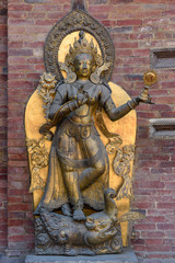 Golden statue of the temple at Durban square on Patan near Kathmandu, Nepal