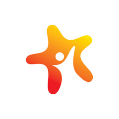 bright active color people star logo design