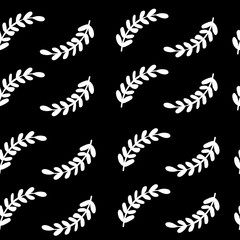 Seamless floral leaf pattern. Stylish repeating texture. Repeating texture with leaves. Black and White.