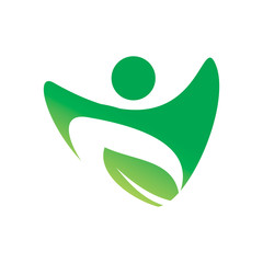 green nature leaf people active logo design