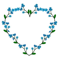 Heart frame of flowers forget-me-not for your design.
