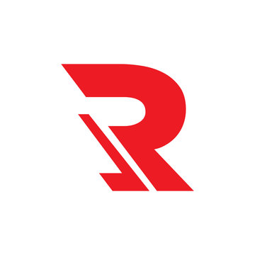 red  color letter r cross line logo design