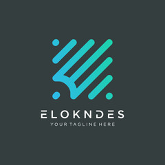 abstract letter E logo design with lines concept. This logo has the meaning of information, data, fingerprint, group, community, progress, growth. Technology digital concept.- vector