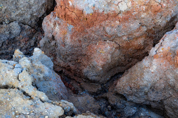 Rock fault with a crack in the mountains