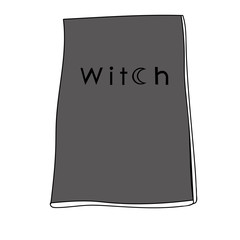 Witch book line art in doodle style isolated on white background in grey color