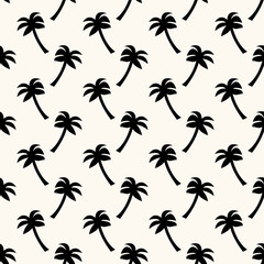 Vector seamless geometric pattern with silhouettes of palms