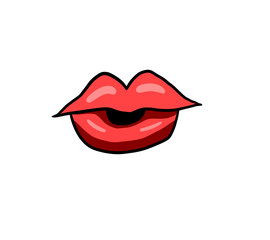 Cartoon Stylized Red Lips