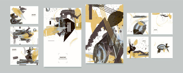 Pastel muted pale calm tones card templates set. Collection of romantic abstraction background