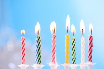 birthday candles on the blue background