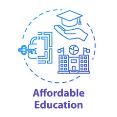 Affordable education concept icon. Student insurance. Cheap university. Scholarship, mortrage. Learning idea thin line illustration. Vector isolated outline RGB color drawing. Editable stroke